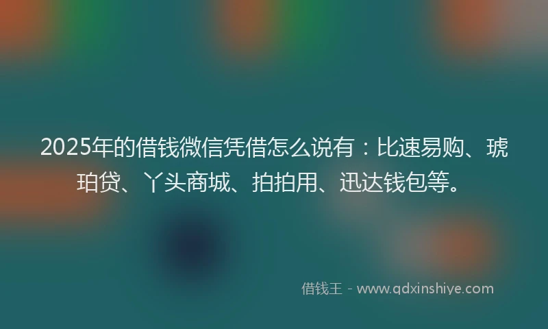 2025年的借钱微信凭借怎么说有：比速易购、琥珀贷、丫头商城、拍拍用、迅达钱包等。