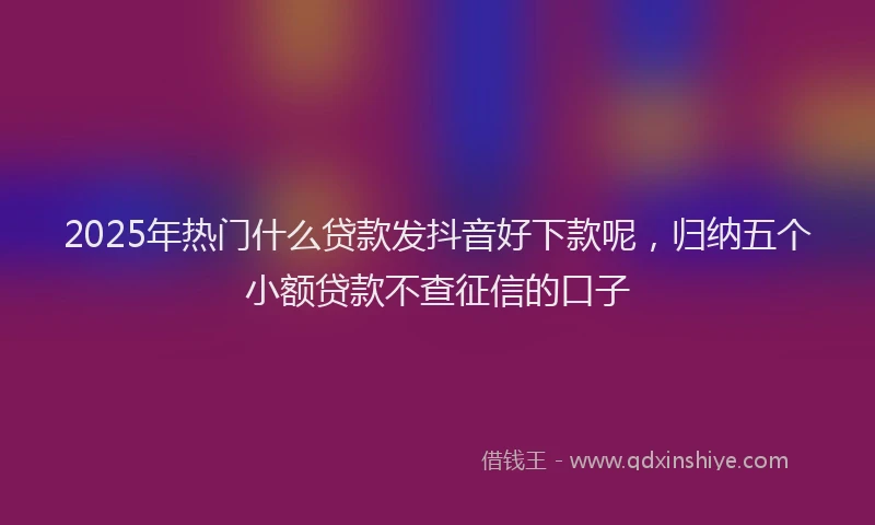 2025年热门什么贷款发抖音好下款呢，归纳五个小额贷款不查征信的口子