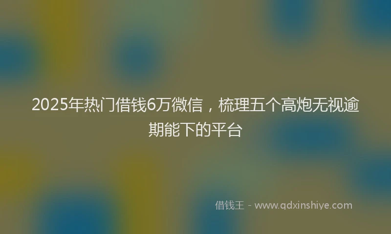 2025年热门借钱6万微信，梳理五个高炮无视逾期能下的平台