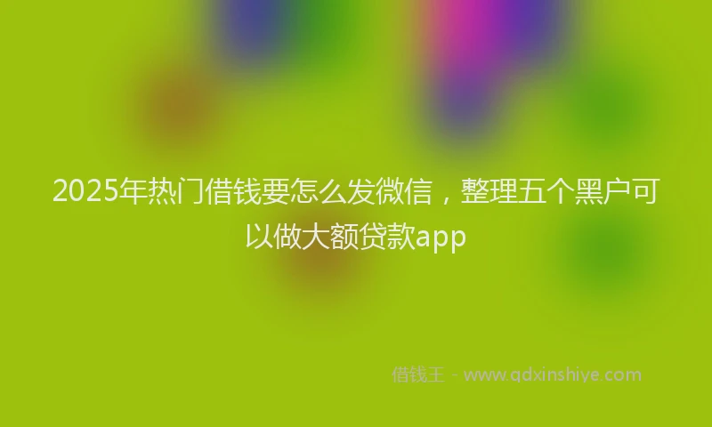 2025年热门借钱要怎么发微信，整理五个黑户可以做大额贷款app