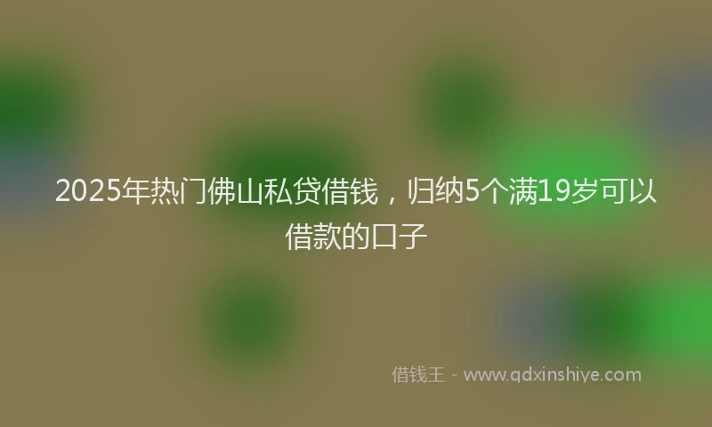2025年热门佛山私贷借钱，归纳5个满19岁可以借款的口子