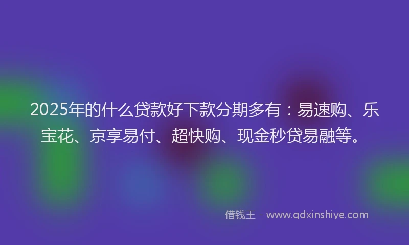 2025年的什么贷款好下款分期多有：易速购、乐宝花、京享易付、超快购、现金秒贷易融等。