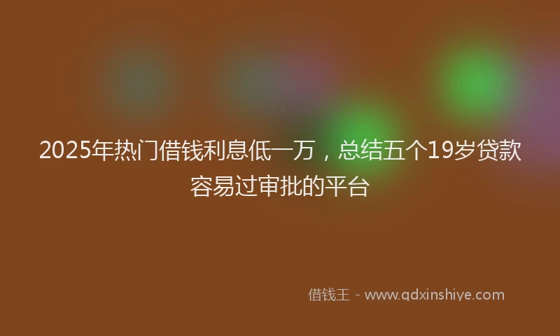 2025年热门借钱利息低一万，总结五个19岁贷款容易过审批的平台