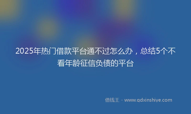 2025年热门借款平台通不过怎么办，总结5个不看年龄征信负债的平台