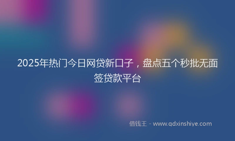 2025年热门今日网贷新口子，盘点五个秒批无面签贷款平台