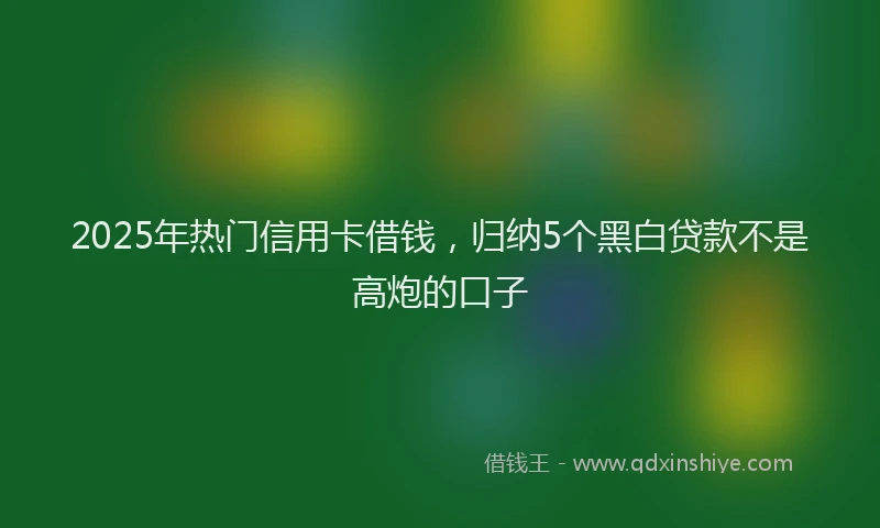 2025年热门信用卡借钱，归纳5个黑白贷款不是高炮的口子