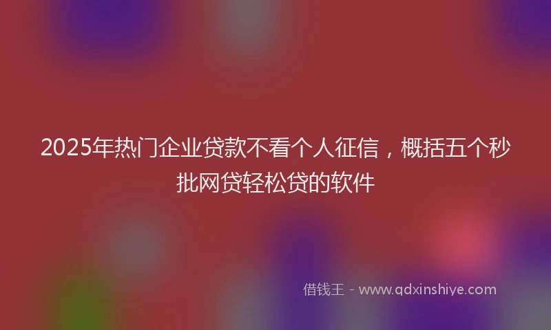 2025年热门企业贷款不看个人征信，概括五个秒批网贷轻松贷的软件