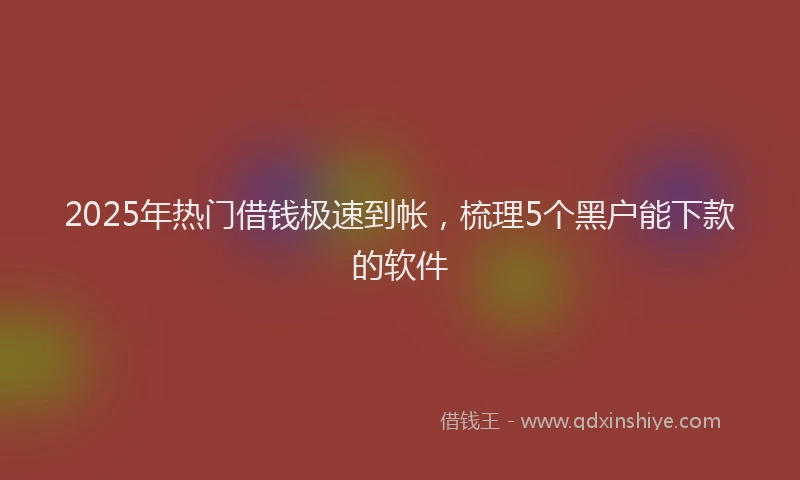 2025年热门借钱极速到帐，梳理5个黑户能下款的软件