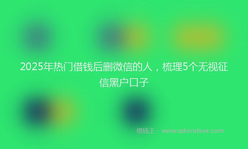 2025年热门借钱后删微信的人，梳理5个无视征信黑户口子