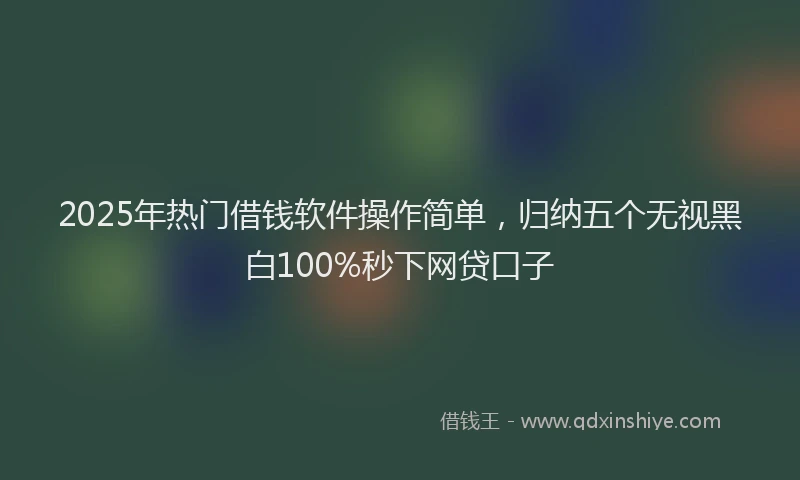 2025年热门借钱软件操作简单，归纳五个无视黑白100%秒下网贷口子