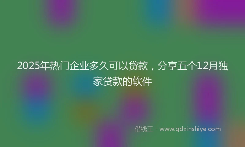 2025年热门企业多久可以贷款，分享五个12月独家贷款的软件