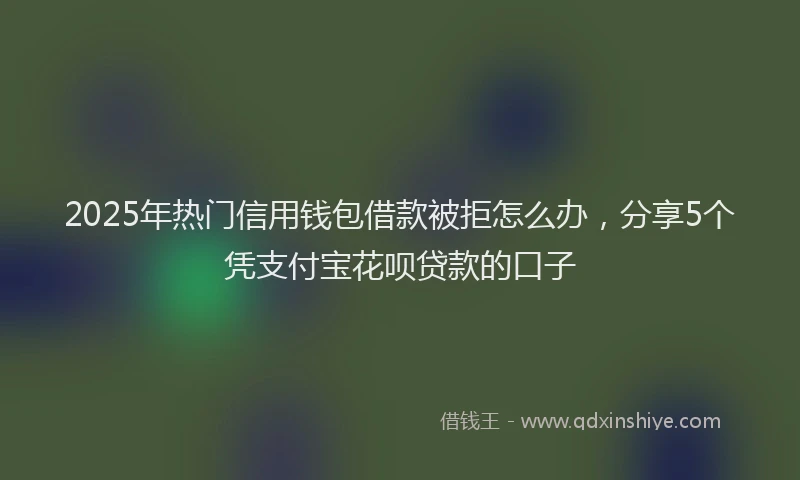 2025年热门信用钱包借款被拒怎么办，分享5个凭支付宝花呗贷款的口子