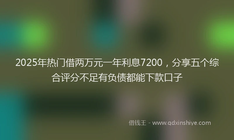 2025年热门借两万元一年利息7200，分享五个综合评分不足有负债都能下款口子