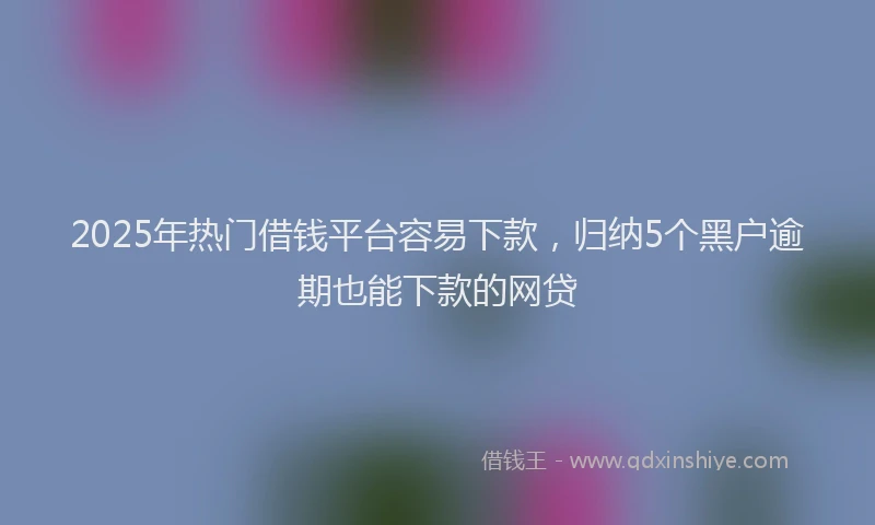 2025年热门借钱平台容易下款，归纳5个黑户逾期也能下款的网贷