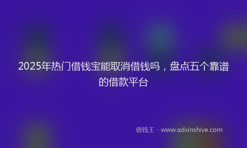 2025年热门借钱宝能取消借钱吗，盘点五个靠谱的借款平台