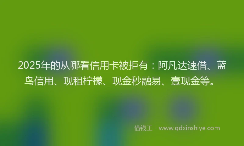 2025年的从哪看信用卡被拒有：阿凡达速借、蓝鸟信用、现租柠檬、现金秒融易、壹现金等。