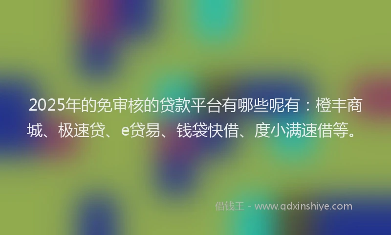 2025年的免审核的贷款平台有哪些呢有：橙丰商城、极速贷、e贷易、钱袋快借、度小满速借等。