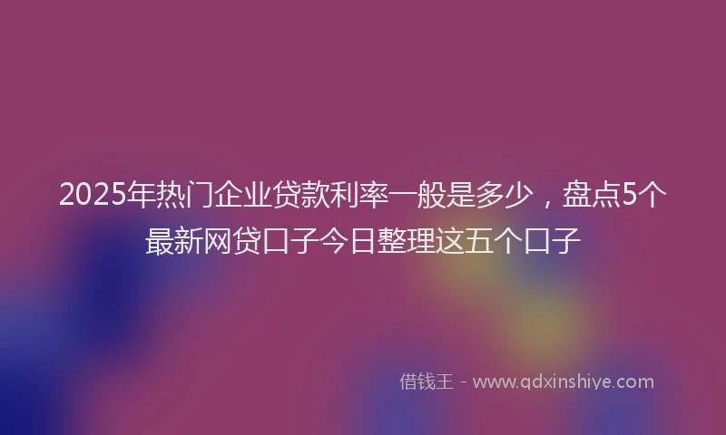 2025年热门企业贷款利率一般是多少，盘点5个最新网贷口子今日整理这五个口子