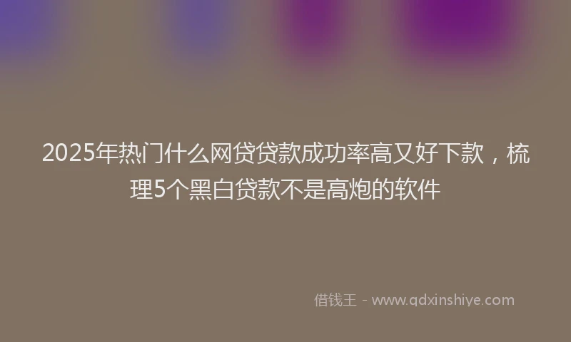 2025年热门什么网贷贷款成功率高又好下款，梳理5个黑白贷款不是高炮的软件