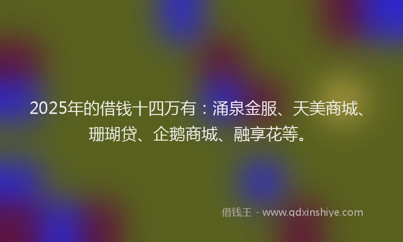 2025年的借钱十四万有：涌泉金服、天美商城、珊瑚贷、企鹅商城、融享花等。