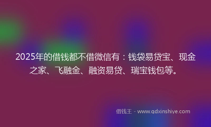 2025年的借钱都不借微信有：钱袋易贷宝、现金之家、飞融金、融资易贷、瑞宝钱包等。