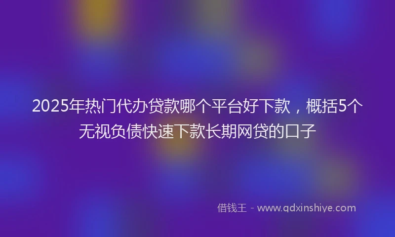 2025年热门代办贷款哪个平台好下款，概括5个无视负债快速下款长期网贷的口子