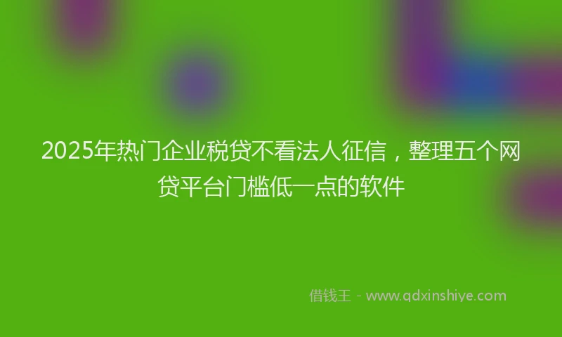 2025年热门企业税贷不看法人征信，整理五个网贷平台门槛低一点的软件