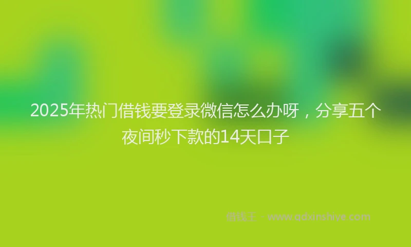 2025年热门借钱要登录微信怎么办呀，分享五个夜间秒下款的14天口子