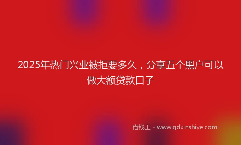 2025年热门兴业被拒要多久，分享五个黑户可以做大额贷款口子