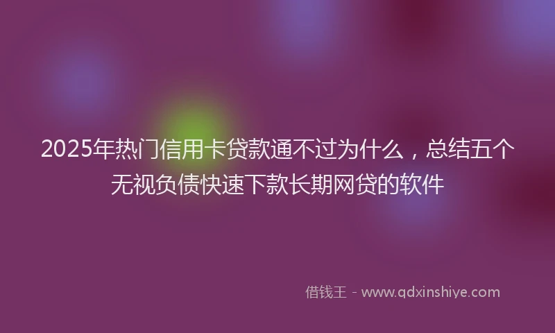 2025年热门信用卡贷款通不过为什么，总结五个无视负债快速下款长期网贷的软件