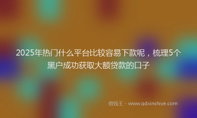 2025年热门什么平台比较容易下款呢，梳理5个黑户成功获取大额贷款的口子