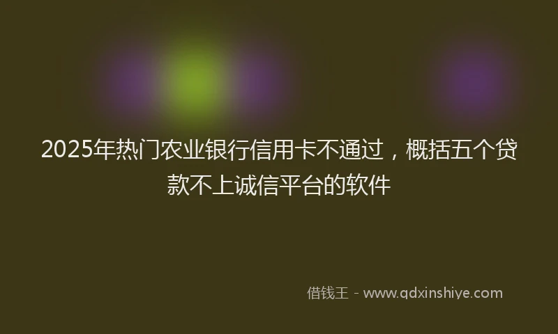 2025年热门农业银行信用卡不通过，概括五个贷款不上诚信平台的软件