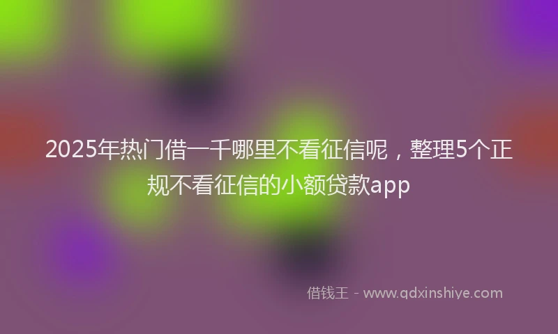 2025年热门借一千哪里不看征信呢，整理5个正规不看征信的小额贷款app