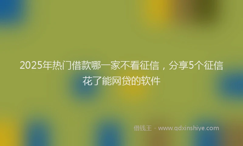 2025年热门借款哪一家不看征信，分享5个征信花了能网贷的软件