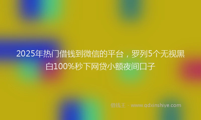 2025年热门借钱到微信的平台，罗列5个无视黑白100%秒下网贷小额夜间口子
