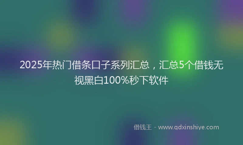 2025年热门借条口子系列汇总，汇总5个借钱无视黑白100%秒下软件