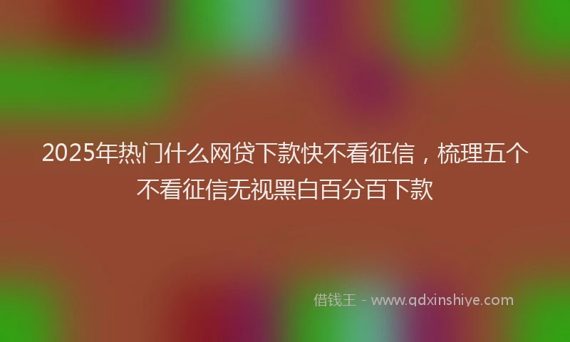 2025年热门什么网贷下款快不看征信，梳理五个不看征信无视黑白百分百下款