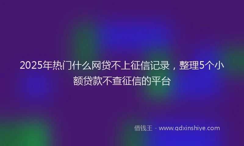 2025年热门什么网贷不上征信记录，整理5个小额贷款不查征信的平台