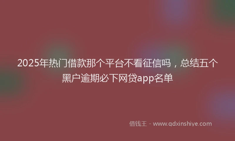 2025年热门借款那个平台不看征信吗，总结五个黑户逾期必下网贷app名单