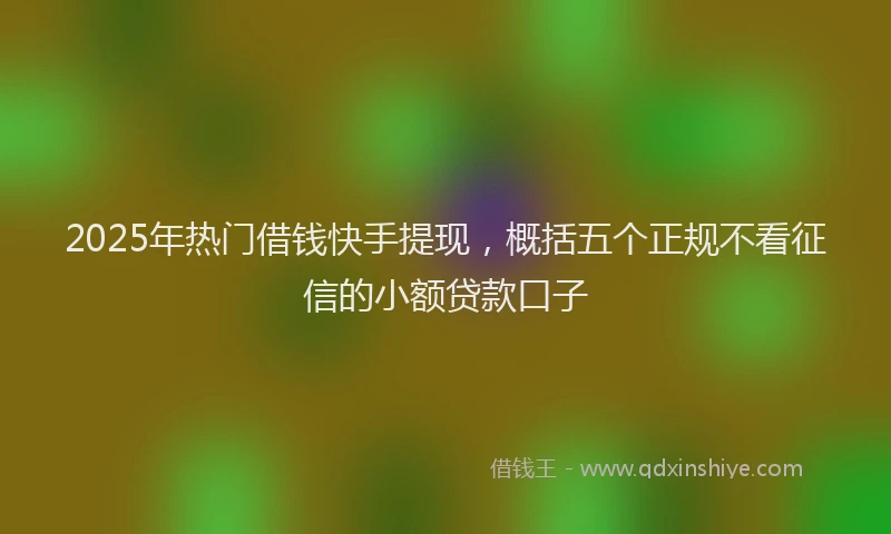 2025年热门借钱快手提现，概括五个正规不看征信的小额贷款口子