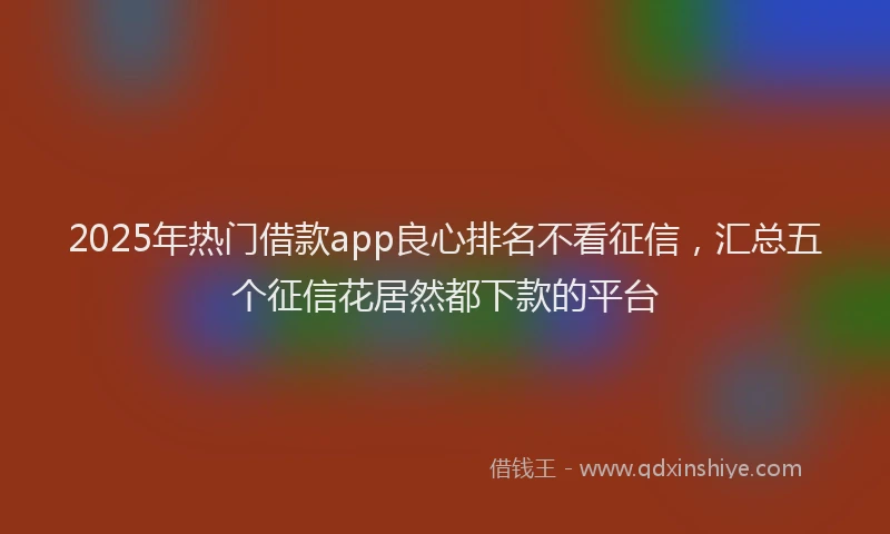 2025年热门借款app良心排名不看征信，汇总五个征信花居然都下款的平台