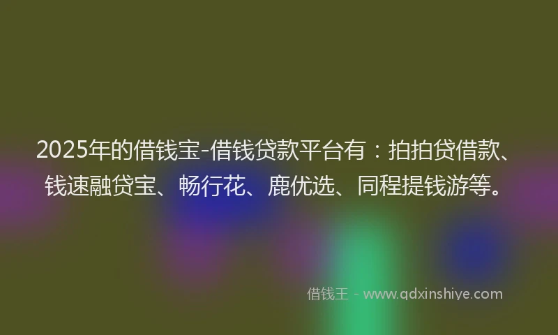 2025年的借钱宝-借钱贷款平台有：拍拍贷借款、钱速融贷宝、畅行花、鹿优选、同程提钱游等。