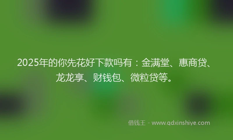 2025年的你先花好下款吗有：金满堂、惠商贷、龙龙享、财钱包、微粒贷等。