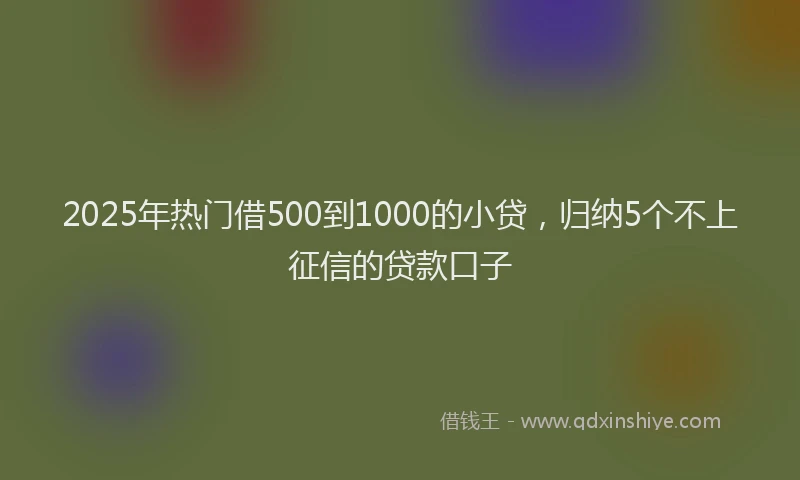 2025年热门借500到1000的小贷，归纳5个不上征信的贷款口子