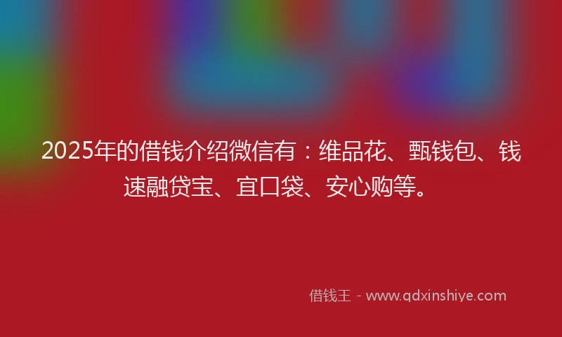 2025年的借钱介绍微信有：维品花、甄钱包、钱速融贷宝、宜口袋、安心购等。
