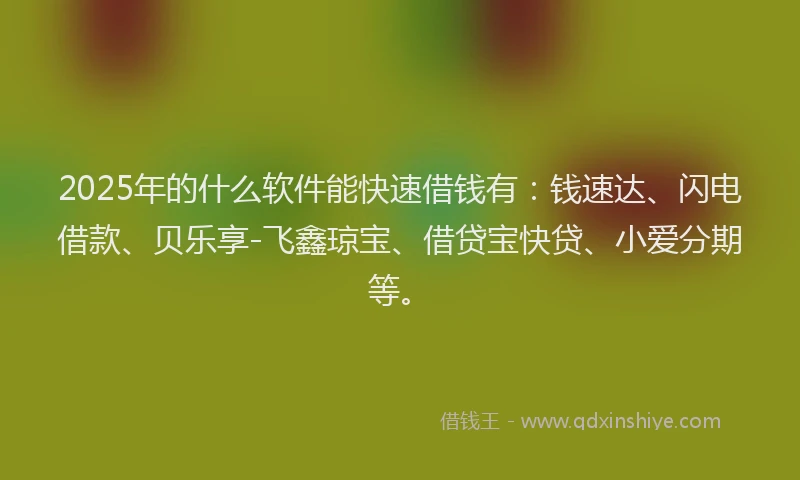 2025年的什么软件能快速借钱有：钱速达、闪电借款、贝乐享-飞鑫琼宝、借贷宝快贷、小爱分期等。
