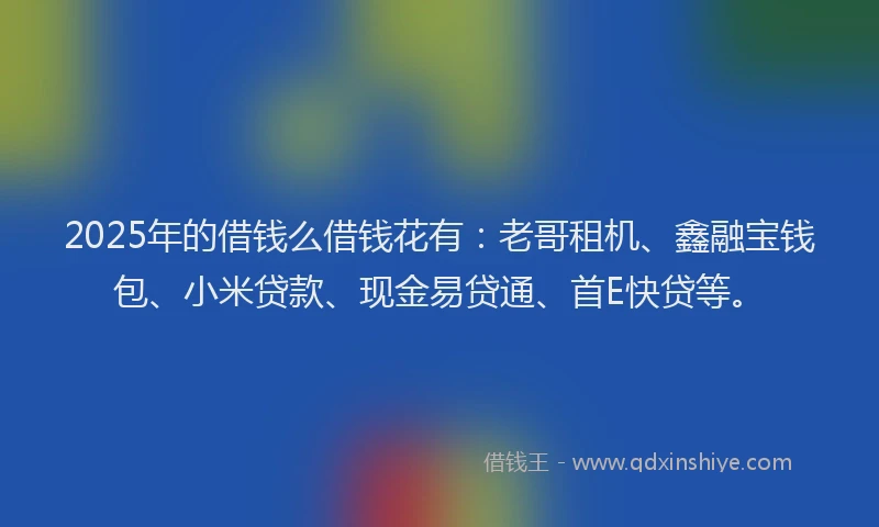 2025年的借钱么借钱花有：老哥租机、鑫融宝钱包、小米贷款、现金易贷通、首E快贷等。