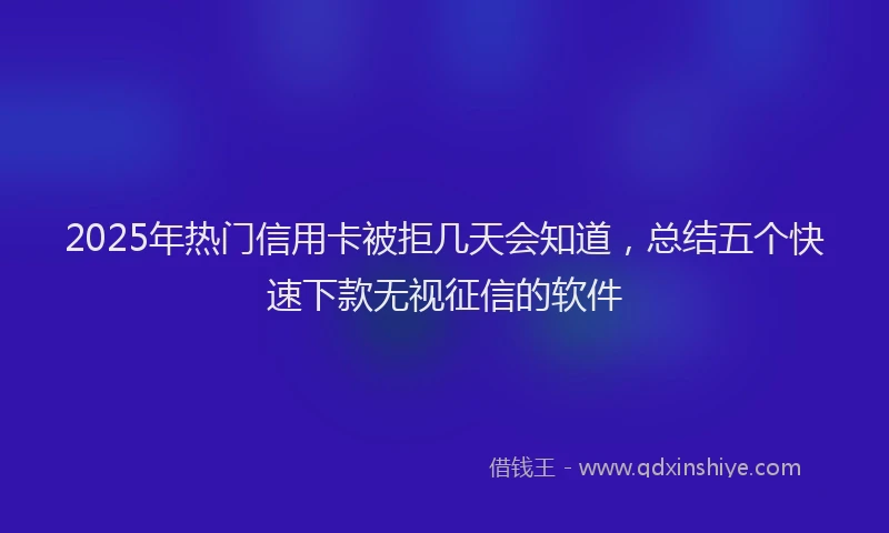 2025年热门信用卡被拒几天会知道，总结五个快速下款无视征信的软件