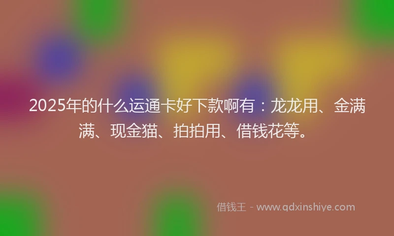 2025年的什么运通卡好下款啊有：龙龙用、金满满、现金猫、拍拍用、借钱花等。