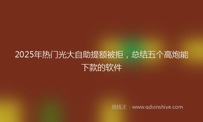 2025年热门光大自助提额被拒，总结五个高炮能下款的软件